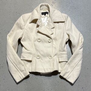 Modish Coat Ivory Flocked Peacoat sz L